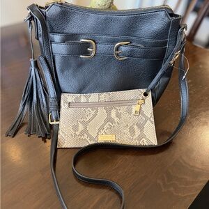 Carlos by Carlos Santana Black Crossbody Bag with Gold Details